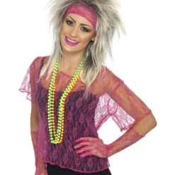 80er Jahre Spitzen Kit Neon Rosa